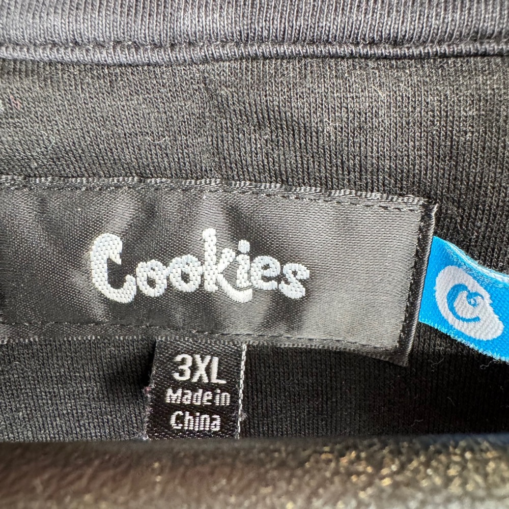 Cookies SF Mens 3XL Black Quilted Mixed Media Full Zip Hoodie Gold Logo Jacket - Picture 3 of 7